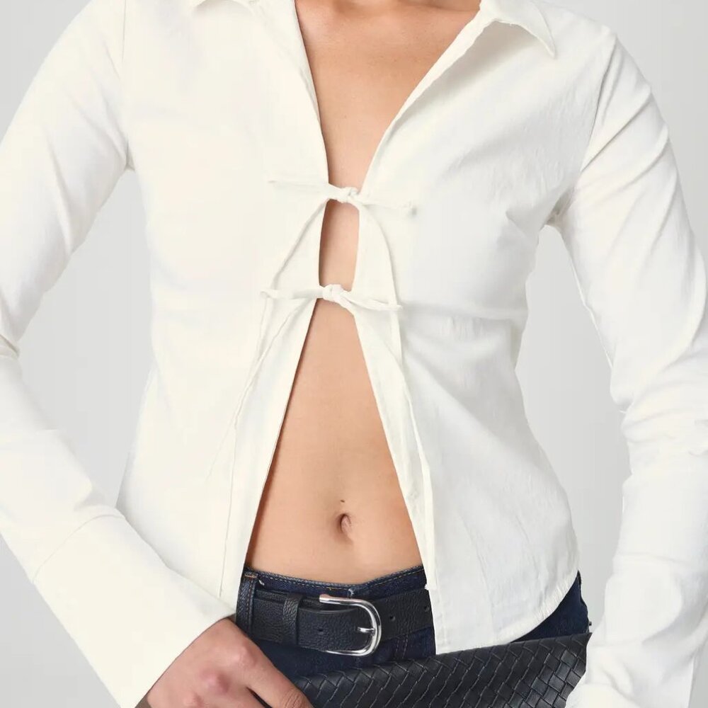 Glassons Double Front Tie Blouse in Milk